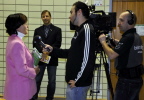VfL-Vorsitzende Annemarie Deschler beim Interview mit Bayern TV